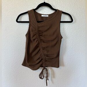 Brown scrunch detail top